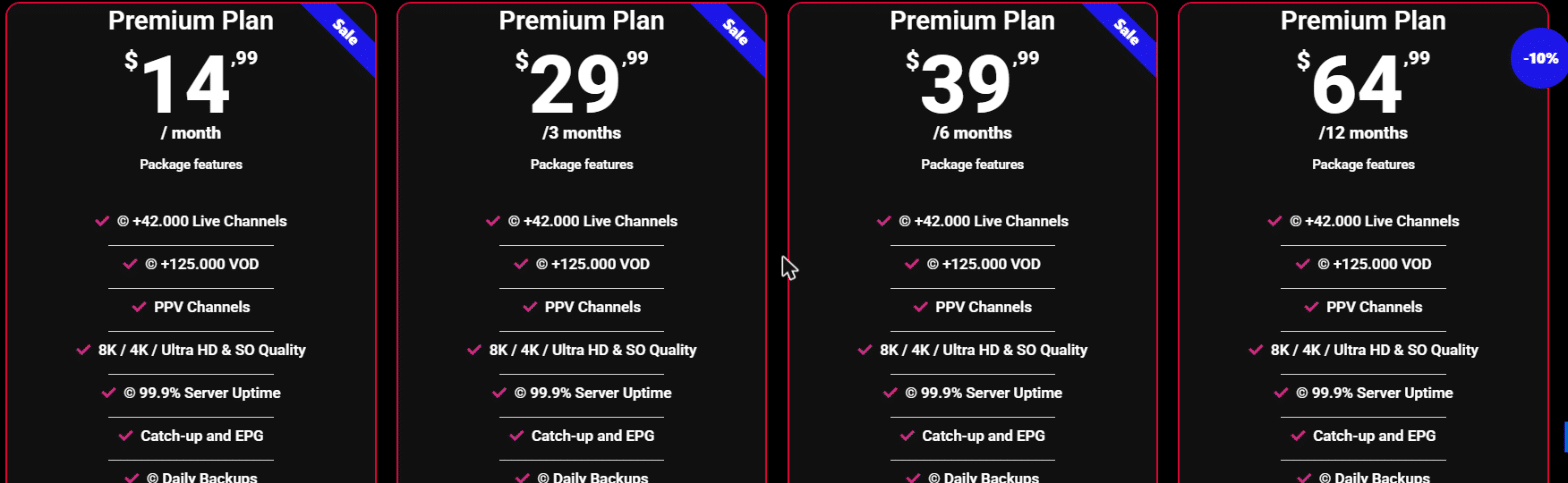 Best IPTV subscription USA pricing plans - SmartVPro monthly, 3-month, 6-month and annual options