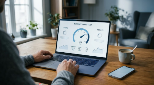 Internet speed test dashboard used to diagnose IPTV buffering from slow internet