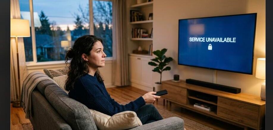 Is IPTV legal in the USA - person watching a blocked streaming service on TV